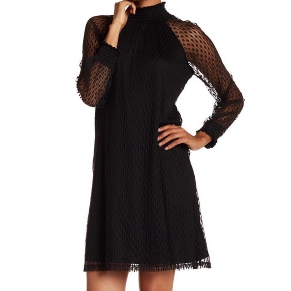 NWT Nina Leonard Black Dress with Sheer Sleeves Size Medium - Picture 2 of 5